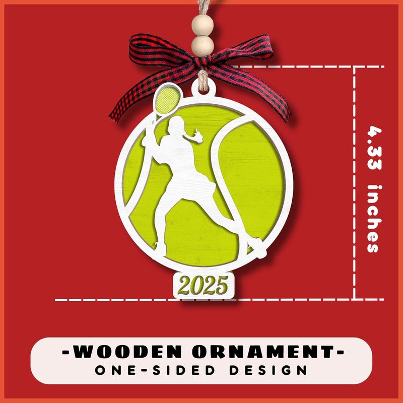 MAPDTWO Tennis Ornament - Tennis Ornaments for Christmas Tree - Sports Gifts for Women, Lovers, Players - 2 Layered Wood Christmas Ornament 2025 - Image 2